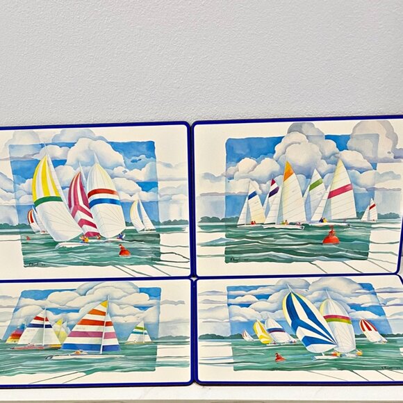 Pimpernel Placemats Regatta Boxed Set of 4 Nautical Sailing Table Mats - Picture 1 of 16